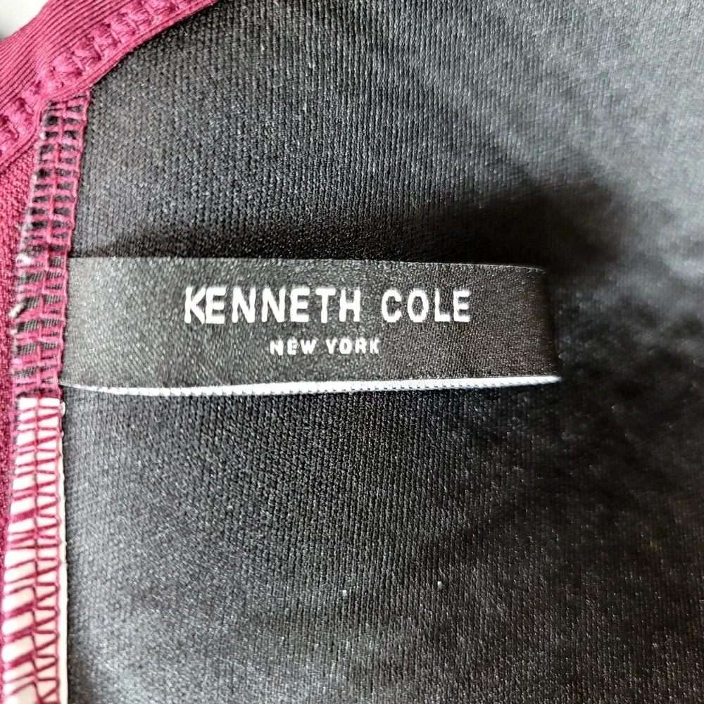 Kenneth Cole New York Burgundy Mesh‎ Panel One Piece Swimsuit VNeck Cutout Back